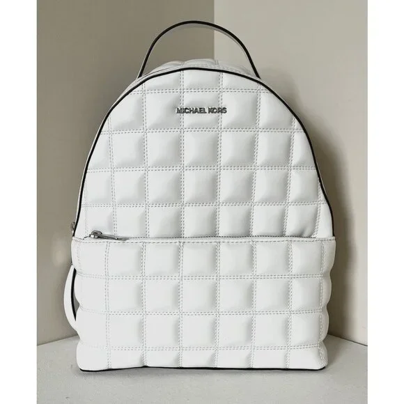 Michael Kors White Quilted Backpack Abbey Mini Quilted Backpack | Michael Kors [US] main image 4